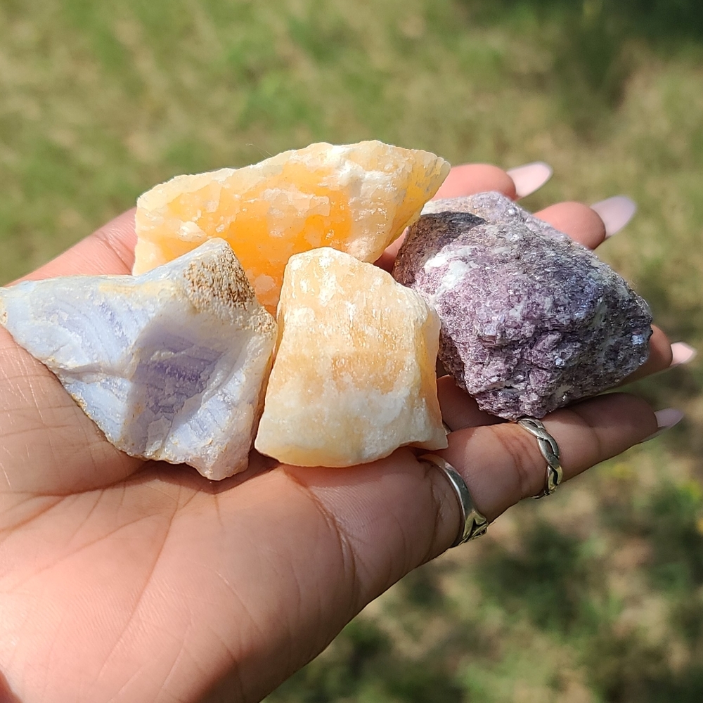 Blue/Orange Calcite and Amethyst